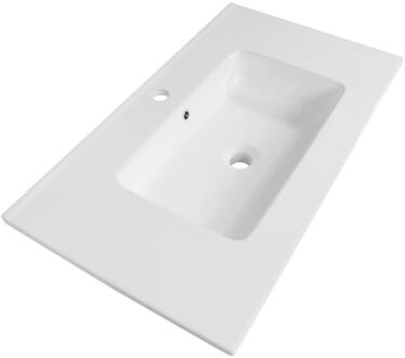 Brauer Starfall Wastafel - 80 cm - met 1 Spoelbak en 1 Kraangat - Keramiek Hoogglans Wit