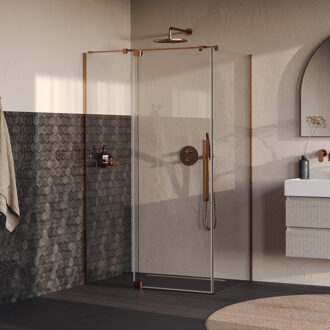 Brauer Stellar Douchecabine - 120x80x200cm - draaideur - glascoating - omkeerbaar - helder glas - geborsteld koper PVD GS-SRC1H12080200GK Koper geborsteld