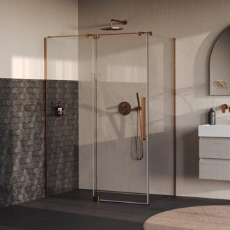 Brauer Stellar Douchecabine - 140x80x200cm - draaideur - glascoating - omkeerbaar - helder glas - geborsteld koper PVD GS-SRC1H14080200GK Koper geborsteld