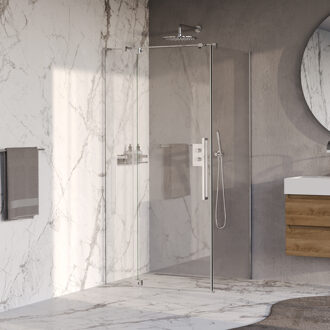 Brauer Stellar douchecabine met draaideur helder glas 100x100x200 omkeerbaar incl. glascoating chroom