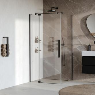 Brauer Stellar - Douchecabine met Draaideur - Helder Glas - 100x80x200 cm - Omkeerbaar - incl. Glascoating - Mat Zwart