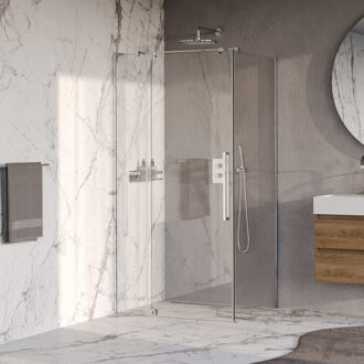 Brauer Stellar douchecabine met draaideur helder glas 100x90x200 omkeerbaar incl. glascoating chroom