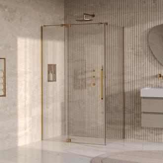 Brauer Stellar - Douchecabine met Draaideur - Helder Glas - 120x80x200 cm - Omkeerbaar - incl. Glascoating - PVD Goud Geborsteld