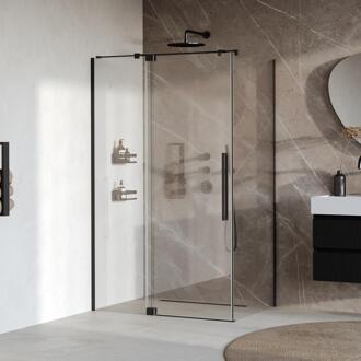 Brauer Stellar - Douchecabine met Draaideur - Helder Glas - 120x90x200 cm - Omkeerbaar - incl. Glascoating - Mat Zwart