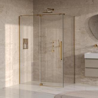 Brauer Stellar - Douchecabine met Draaideur - Helder Glas - 140x100x200 cm - Omkeerbaar - incl. Glascoating - PVD Goud Geborsteld