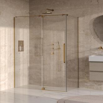 Brauer Stellar - Douchecabine met Draaideur - Helder Glas - 160x100x200 cm - Omkeerbaar - incl. Glascoating - PVD Goud Geborsteld