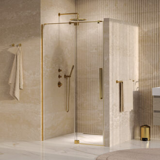 Brauer Stellar Nisdeur - 2-delig - 120x200cm - draaideur - glascoating - omkeerbaar - helder glas - Chroom GS-SRN1H120200GG Goud geborsteld