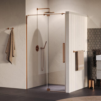 Brauer Stellar Nisdeur - 2-delig - 120x200cm - draaideur - glascoating - omkeerbaar - helder glas - geborsteld koper PVD GS-SRN1H120200GK Koper geborsteld