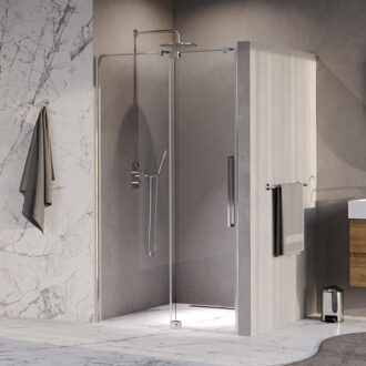 Brauer Stellar Nisdeur - 2-delig - 120x200cm - draaideur - glascoating - omkeerbaar - helder glas - Geborsteld RVS PVD GS-SRN1H120200CE Chroom