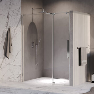 Brauer Stellar Nisdeur - 2-delig - 140x200cm - draaideur - glascoating - omkeerbaar - helder glas - Chroom GS-SRN1H140200CE