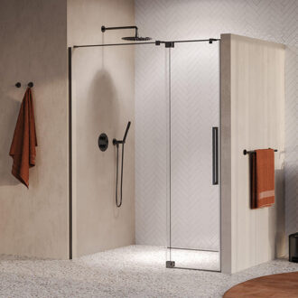 Brauer Stellar Nisdeur - 2-delig - 140x200cm - draaideur - glascoating - omkeerbaar - helder glas - geborsteld gunmetal PVD GS-SRN1H140200GM Gunmetal geborsteld (antraciet)