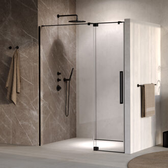 Brauer Stellar Nisdeur - 2-delig - 140x200cm - draaideur - glascoating - omkeerbaar - helder glas - mat zwart GS-SRN1H140200MZ Zwart mat