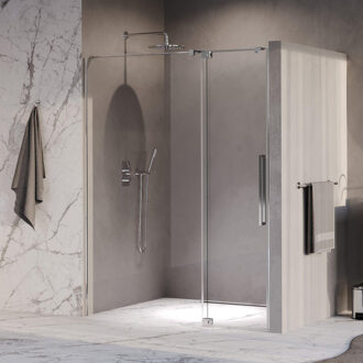 Brauer Stellar Nisdeur - 2-delig - 160x200cm - draaideur - glascoating - omkeerbaar - helder glas - Chroom GS-SRN1H160200CE