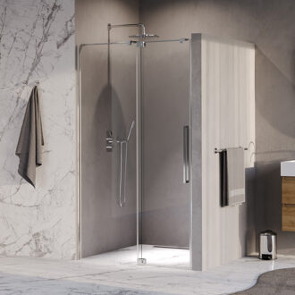 Brauer Stellar nisdeur 2-delig draaiend helder glas 100x200 omkeerbaar incl. glascoating chroom