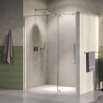 Brauer Stellar nisdeur 2-delig draaiend helder glas 160x200 omkeerbaar incl. glascoating PVD RVS-kleurig geborsteld