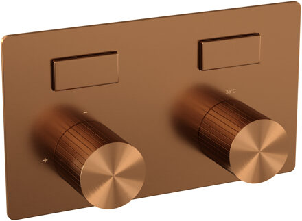 Brauer Stripe 2-weg inbouwthermostaat met drukknoppen met in- en afbouwdelen koper geborsteld PVD