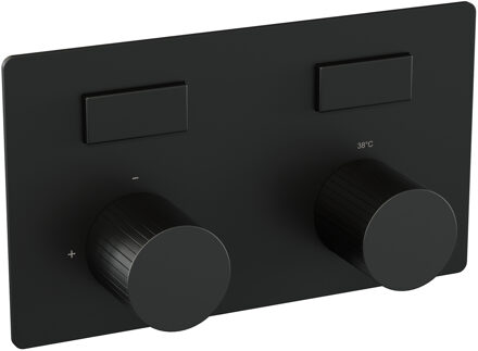 Brauer Stripe 2-weg inbouwthermostaat met drukknoppen met in- en afbouwdelen mat zwart