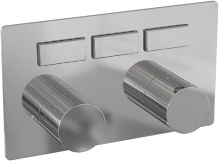 Brauer Stripe 3-weg inbouwthermostaat met drukknoppen met in- en afbouwdelen chroom