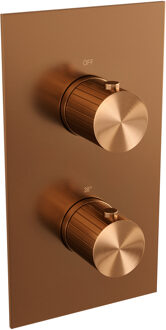 Brauer Stripe 3-weg inbouwthermostaat rechthoekig met in- en afbouwdelen koper geborsteld PVD