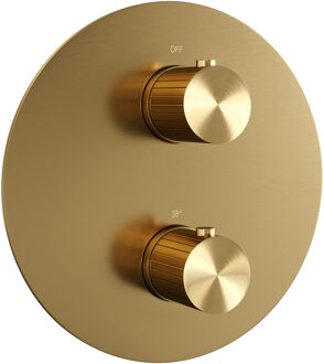 Brauer Stripe 3-weg inbouwthermostaat rond met in- en afbouwdelen goud geborsteld PVD