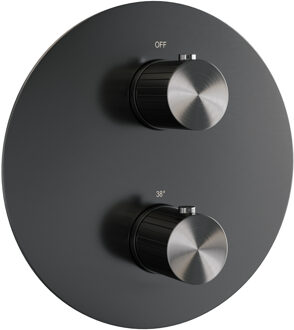 Brauer Stripe 3-weg inbouwthermostaat rond met in- en afbouwdelen gunmetal geborsteld PVD