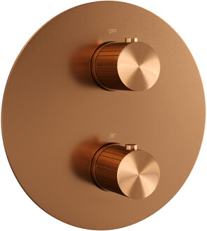 Brauer Stripe 3-weg inbouwthermostaat rond met in- en afbouwdelen koper geborsteld PVD