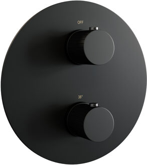Brauer Stripe 3-weg inbouwthermostaat rond met in- en afbouwdelen mat zwart