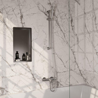 Brauer Stripe Baddouche Thermostaatkraan - SET 01 - opbouw - glijstang - staaf handdouche - doucheslang - RVS-kleurig geborsteld PVD 5-NG-340