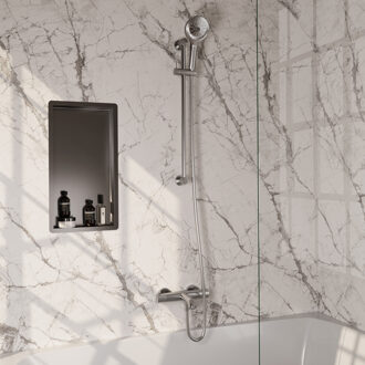 Brauer Stripe Baddouche Thermostaatkraan - SET 02 - opbouw - glijstang - 3-standen handdouche - doucheslang - RVS-kleurig geborsteld PVD 5-NG-341