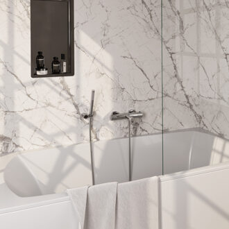 Brauer Stripe Baddouche Thermostaatkraan - SET 03 - opbouw - wandhouder - staaf handdouche - doucheslang - chroom 5-CE-342