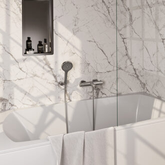 Brauer Stripe Baddouche Thermostaatkraan SET 04 - opbouw - wandhouder - 3-standen handdouche - doucheslang - RVS-kleurig geborsteld PVD 5-NG-343