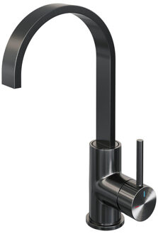 Brauer Stripe Hoge Opbouw Wastafelmengkraan - draaibare platte uitloop - model A - gunmetal geborsteld PVD 5-GM-003-S5 gunmetal (antraciet)
