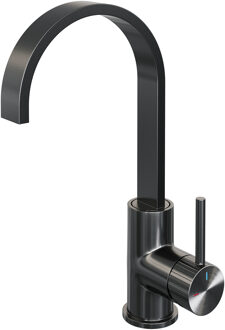 Brauer Stripe Hoge Opbouw Wastafelmengkraan - draaibare platte uitloop - model A - gunmetal geborsteld PVD 5-GM-003-S5 gunmetal (antraciet)