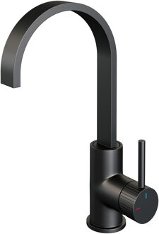 Brauer Stripe Hoge Opbouw Wastafelmengkraan - draaibare platte uitloop - model A - mat zwart 5-S-003-S5