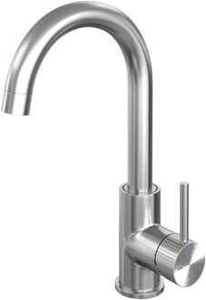 Brauer Stripe hoge opbouw wastafelmengkraan met draaibare ronde uitloop model A RVS-kleurig geborsteld PVD