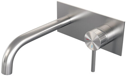 Brauer Stripe Inbouw Wastafelmengkraan - gebogen uitloop en afdekplaat - model A1 - RVS-kleurig geborsteld PVD 5-NG-329