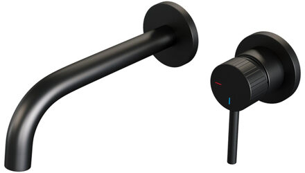 Brauer Stripe Inbouw Wastafelmengkraan - gebogen uitloop en rozetten - model A1 - mat zwart 5-S-328