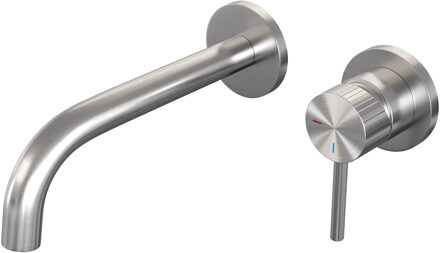 Brauer Stripe Inbouw Wastafelmengkraan - gebogen uitloop en rozetten - model A1 - RVS-kleurig geborsteld PVD 5-NG-328