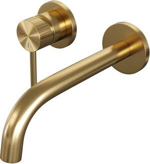Brauer Stripe Inbouw Wastafelmengkraan - gebogen uitloop en rozetten model A2 - goud geborsteld PVD 5-GG-332