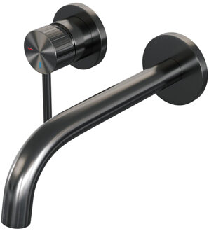 Brauer Stripe Inbouw Wastafelmengkraan - gebogen uitloop en rozetten model A2 - gunmetal geborsteld PVD 5-GM-332 gunmetal (antraciet)