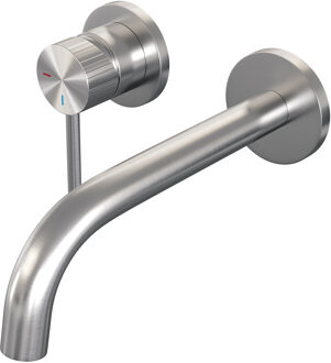 Brauer Stripe Inbouw Wastafelmengkraan - gebogen uitloop en rozetten model A2 - RVS-kleurig geborsteld PVD 5-NG-332