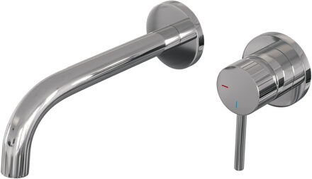 Brauer Stripe inbouw wastafelmengkraan met gebogen uitloop en rozetten model A1 chroom