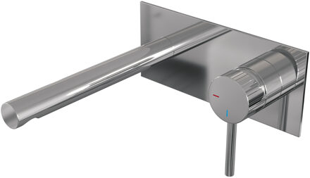 Brauer Stripe inbouw wastafelmengkraan met rechte uitloop en afdekplaat model A1 chroom