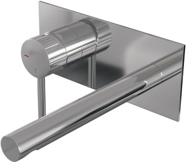 Brauer Stripe inbouw wastafelmengkraan met rechte uitloop en afdekplaat model A2 chroom