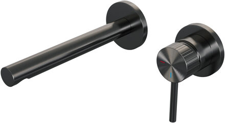 Brauer Stripe inbouw wastafelmengkraan met rechte uitloop en rozetten model A1 gunmetal geborsteld PVD