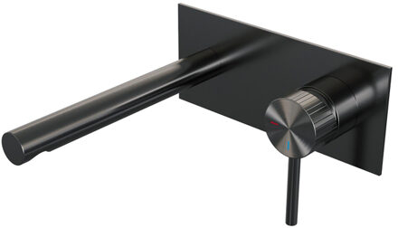 Brauer Stripe Inbouw Wastafelmengkraan - rechte uitloop en afdekplaat model A1 - gunmetal geborsteld PVD 5-GM-330 gunmetal (antraciet)