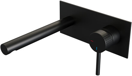 Brauer Stripe Inbouw Wastafelmengkraan - rechte uitloop en afdekplaat model A1 - mat zwart 5-S-330