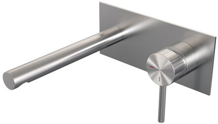 Brauer Stripe Inbouw Wastafelmengkraan - rechte uitloop en afdekplaat model A1 - RVS-kleurig geborsteld PVD 5-NG-330