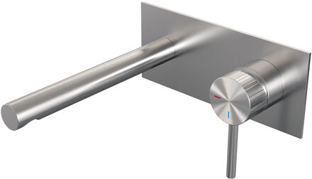 Brauer Stripe Inbouw Wastafelmengkraan - rechte uitloop en afdekplaat model A1 - RVS-kleurig geborsteld PVD 5-NG-330