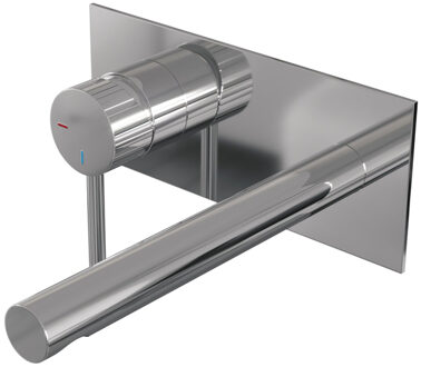 Brauer Stripe Inbouw Wastafelmengkraan - rechte uitloop en afdekplaat - model A2 - chroom 5-CE-334